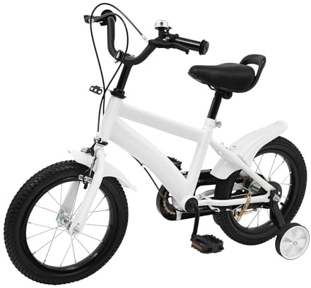 YNAADYH Kinderfahrrad 14 Zoll für Kinder, Stützrad für Kinder, 3-6 Jahre, Jungen, Mädchen, Fahrrad für Kinder, 14 Zoll, Stützrad für Kinder, Unisex, Fahrrad für Kinder (14 Zoll, weiß)