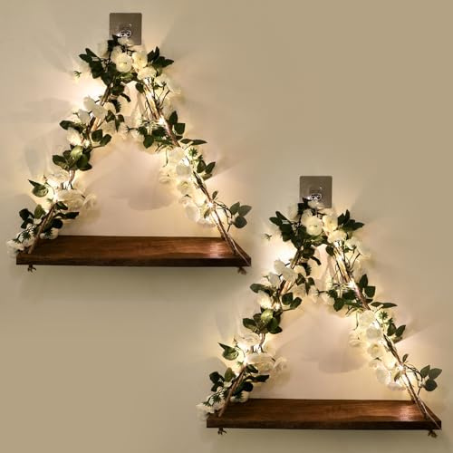 JOPSTDI Floating Shelves for Wall,Plant Wall Decor,Hanging Shelf,Cottage Core Decor,Room Decor Aesthetic,Trinket Shelf,Hanging Shelves,Floating Shelves for No Drilling,Two-Piece Set