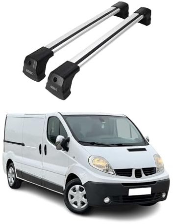 OMAC Dachträger für Renault Trafic 2001-2014 Aluminium 2-teilig Silber | Abschließbar, Querträger, Grundträger