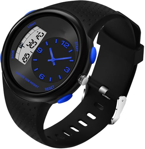 findtime Reloj de pulsera para hombre, diseño único, analógico, digital, de cuarzo, resistente al agua, para niños y adolescentes