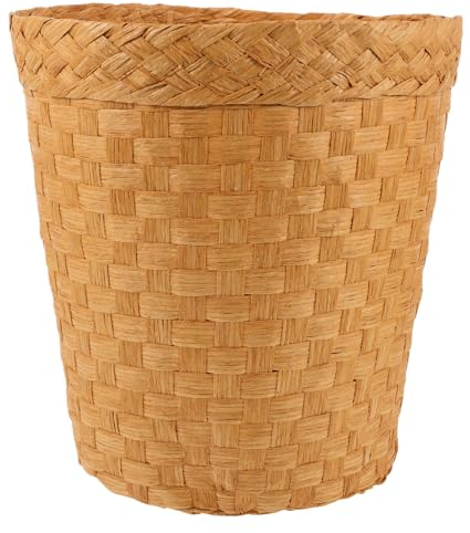 HOLIDYOYO Cesta De Almacenamiento Tejida De Ratán Cesto De Basura Para Decoración Del Hogar