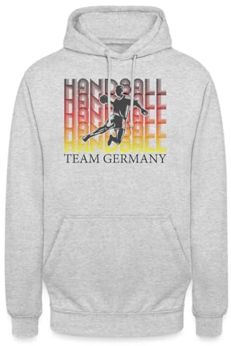 Spreadshirt Team Germany Handballer - Dynamisches Sportdesign Unisex Hoodie, XL, Hellgrau meliert