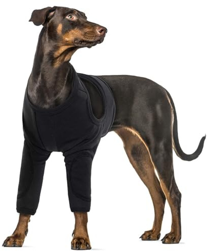 Hundebody Vorderbein Nach Op, Baumwolle Ärmel Für Hund Nach Op, Vorderbeine Abgedeckt – Verhindert, DASS Das Haustier An Der Wunde Kratzt Oder Leckt(Schwarz, 3XL)