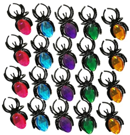 WOONEKY 20stücke Teiliges Bunter Spinnenringe Aus Lustige Halloween-gem-charms Für Kostümpartys Cosplay Und Tägliches Tragen Als Goodie-bag-füller Für Karnevalsdekoration