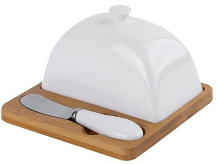 EOTRERANQ Butterdose, Käsedose, kreative Butterdose, Buttermesser-Set, Keramik-Butterdose, Kuchen-Dessertteller mit Deckel, Butterdose for Frischkäse, Kuchen, Butterbehälter Teller