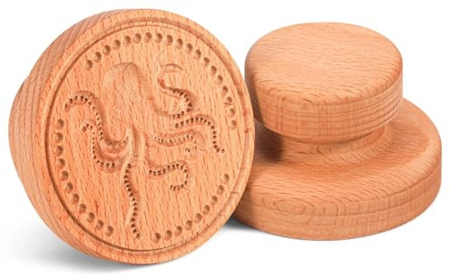 Wood Cookie Stamp 2.5 Inch Wooden Cookie Mold Carved Wooden Cookie Press Mold Pressed Biscuit Mold Maveite 3D Wooden Baking Mould Embossing Craft Decorating Baking Tool (Octopus)