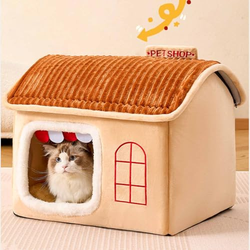 Cuccia per cani portatile per interni, forniture per animali, cuccia per gatti comoda e calda per interni, casa per animali domestici da interno rimovibile con morbido sushi per cani e gatti (L