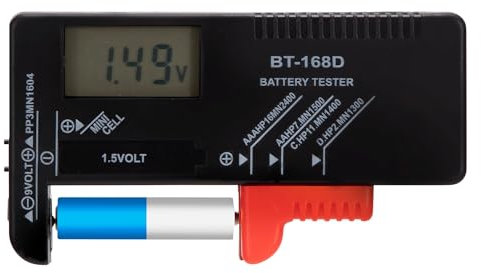 Tunejoy Tester per Batteria Tester Batterie Digital Universale con Display LCD per AA, AAA, C, D, PP3, 9V, 1.5V, Batterie a Bottone