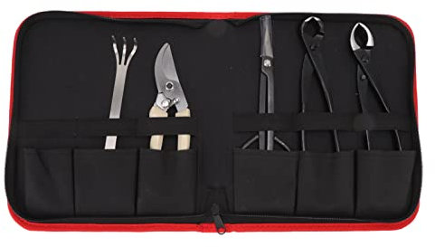Bonsai Tool Set Kit - 5Pcs Carbon Steel Pruning Shears, Bonsai Scissors & Rake, Perfect for Garden Cutting Tools