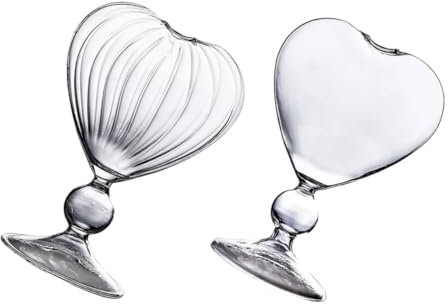 ABOOFAN 2pcs Unbreakable Love Glass Martini Glasses Heart Shape Cocktail Glass Goblet