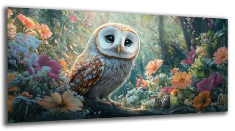 Malen Nach Zahlen Groß 220X100cm Malen Nach Zahlen ab 7 8 9 10 Jahre Mädchen Blume DIY Handgemalt Ölgemälde Set für Anfänger und Kinder, Eule Paint by Number Mit Pinseln und Acrylfarbe,No Rahmen-z981