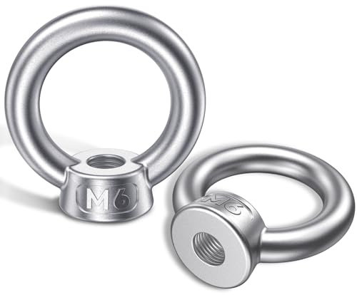 YOOPIN M6 Ring Nut, 6PCS Eye Nuts, 304 Stainless Steel Eyenuts, Lifting Eye Nuts for Lifting Fixing and Safety Protection, Widely Used in Industrial, Construction and Transportation Fields