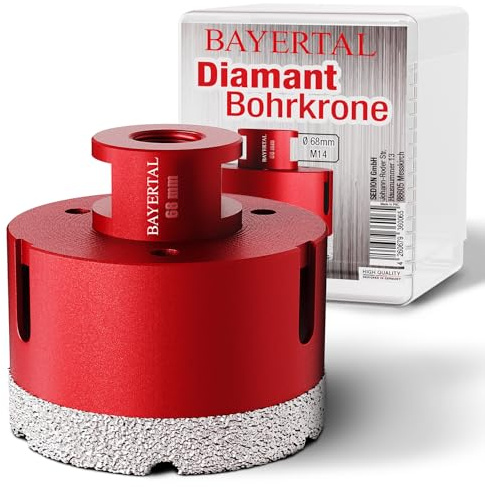 BAYERTAL® Corona diamantata 68 mm x M14 – Fresa a tazza per forare piastrelle dure – Carotatore 68 – Punta per piastrelle compatibile con smerigliatrice angolare