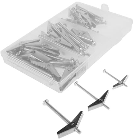 MAGICLULU 24pcs Heavy Duty Drywall Anchors Screws Kit Toggle Bolts Wing Nuts Set for Plasterboard Wall Fixing