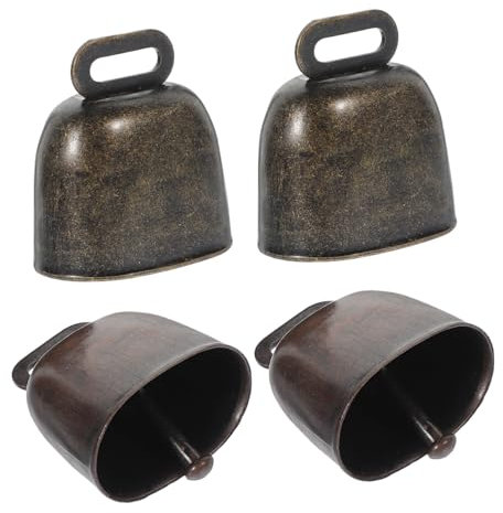 YARNOW 4stücke Kleine Cattle Bells Für Haustiere Laute Anti-diebstahl-hängeglocken in Vintage Bronzeoptik Dekorative Weideglocken Für Kuh Pferd Schaf Robuster Verschweißter Metallring