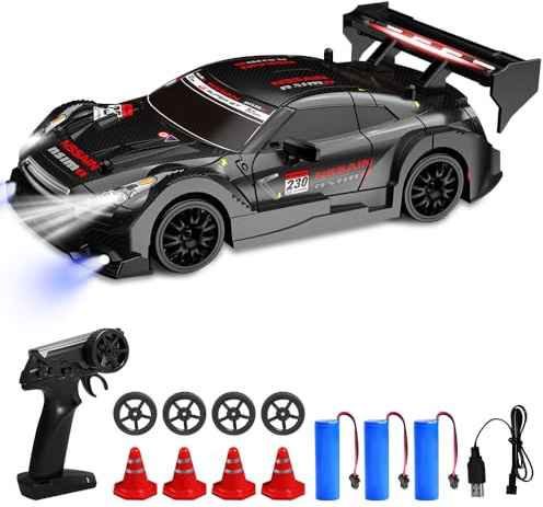 Drift 2.4G 4WD Mini RC Drift Car 1:24 fjärrstyrd bil med LED-ljus eller fjärrkontroll för barn för pojkar och flickor