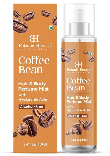 Botanic Hearth Coffee Bean Hair & Body Perfume Mist with Hyaluronic Acid – Alcohol-Free Body Spray for Long Lasting Fragrance & Hydration – Refreshing Coffee Scent, 3.4 fl oz (100 ml)