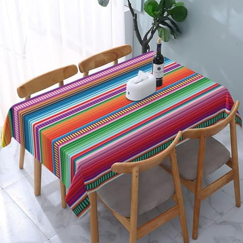 Tischdecke Abwaschbar Streifen und Bunte Muster Outdoor Rechteckig 100x140 cm 3D Tischdecken Mexikanisch, Tischtuch Ornamente Polyester Gartentischdecke 140x100 Tischwäsche Wetterfest a-493