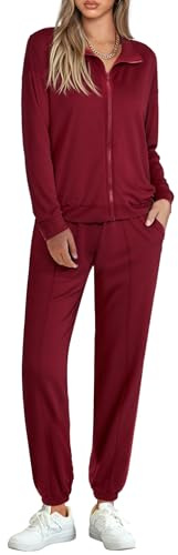 Terecey Survêtement Femme à Manches Longues Jogging Femme Ensemble 2 Pièces Veste Zippée et Pantalon pour Fitness ou Détente pour Fitness Sport
