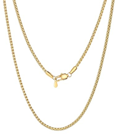 PROSTEEL Collier pour Homme Chaîne Femme Plaqué Or 2mm, 36cm Chaine Ras de Cou, Collier Court Femme Doré Ajustable de 41cm