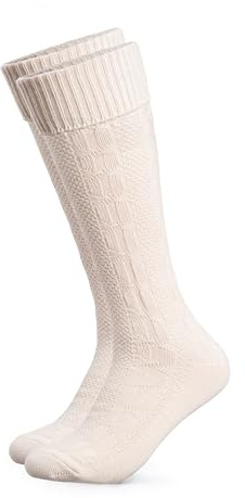 HerzSticht långa traditionella bayerska strumpor män 1 pack (modell: Silberdistel) Beige 39-42