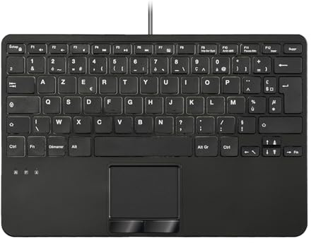 perixx PERIBOARD-525 FR, Clavier Mini USB Filaire avec Pavé Tactile – Touches à Ciseaux X Type – 28,4x18,2x2,8 cm – 2 Hubs USB Intégrés – Disposition AZERTY Française
