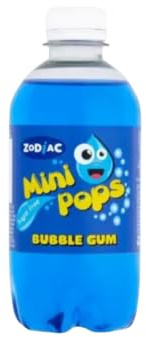 Zodiac Sugar Free Bubblegum Mini Pops | 12 x 330ml Bottles | Classic Fizzy Soft Drinks | Bulk Case for Parties & Sharing
