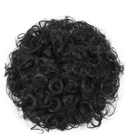 Natürlicher Haarknoten, unordentlicher Dutt, Haarteile for Frauen, elastischer Kordelzug, lockige Pferdeschwanzverlängerung, 1 Stück, synthetische Haarteile Hair Ponytail for Women Girls(Black)