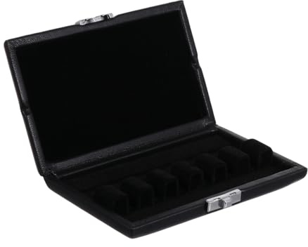 ANDRESLAD Fagottrohrkasten zum Schutz von Bassoon Rohrblättern mit 6 Fächern aus Schwarzem Pu Leder Leichte Aufbewahrungstasche und Metallverschluss