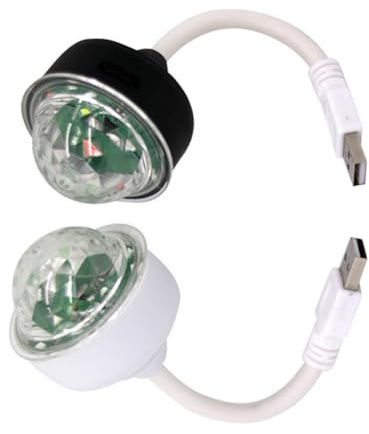 TOKIDNY 2 pezzi Luci da Discoteca USB LED Rotante Attivata dal Suono per Auto e Feste Lampada Atmosfera con Alimentazione USB per Interni e Palco