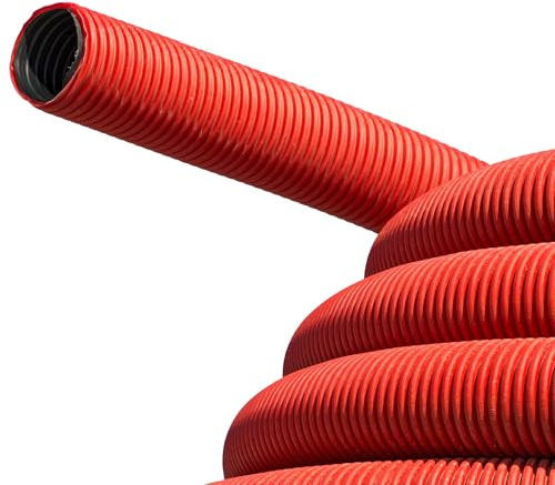 tecuro PE Kabelschutzrohr Ø 50 mm außen x Ø 40 mm innen - 12 Meter, rot, Erdverlegung gem. DIN EN 50086-2-4
