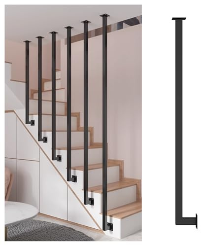 Elegante ringhiera per scale in ferro battuto, mandrini a L e balaustre per case moderne, hotel, ville (nero, 80 cm), elegante ringhiera di sicurezza per migliorare l'arredamento degli interni