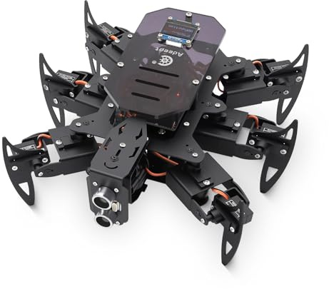 Adeept Ultimate Hexapod Spider Robot Kit, cuerpo de metal, programación Arduino, control remoto WiFi/IR con pantalla OLED, Python/APP, kit de robótica educativa STEM para adultos y adolescentes con