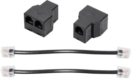 Pomoflexi 2 Pezzi RJ11 Telefonico Splitter da 15 cm 6P4C 2 Porte Telefonico Adattatore Splitter Durevole