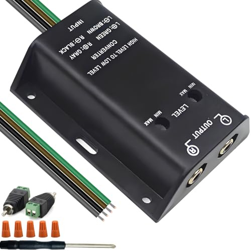 DAOKAI Speaker to RCA Car Radio Converter,RCA Converter Two Channel Line-Out Hi-Lo High Level to Low Level Output Amplifier Adapter Interface,Regelbar