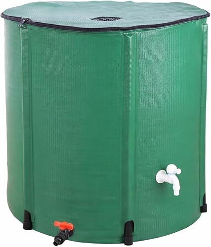 200 Gallon Collapsible Rain Barrel, Portable Rainwater Collection System, Water Storage Tank, Rain Catcher Barrel with Two Spigots and Overflow Kit, Rainwater Barrels Collector for Garden, Green