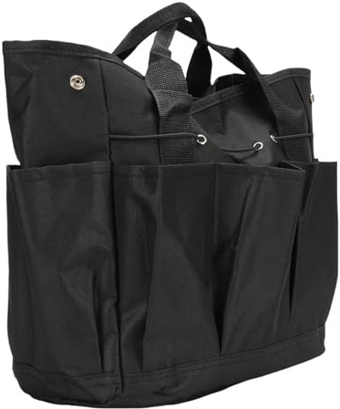 OEBUAFI Borsa Porta Attrezzi da Giardino, in Tessuto Oxford di Alta qualità, Resistente All'usura e Agli Strappi, di Grande capacità con Molteplici Tasche Esterne, Ideale per (BLACK)