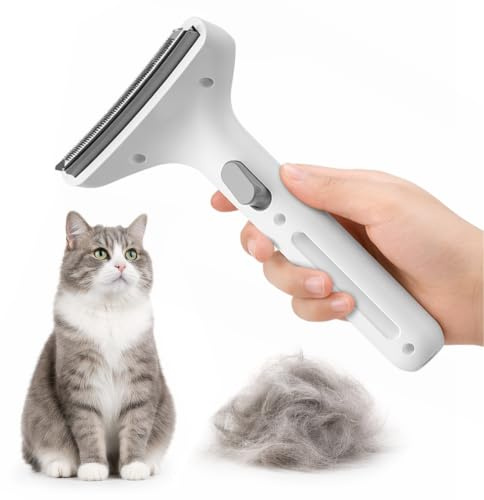 Shengxi Katzenbürste Unterwolle, Unterfellbürste Entfilzungsstriegel für Hunde Katzen mit Knopf zur Haarentfernung, Katzenhaarentferner für Kurzhaar und Langhaar, Sanften Fellpflege und Entfilzung