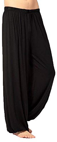 LaoZanA Men Yoga Tai Chi Pants Palazzo Bloomer Trousers Pilates Pants Black M
