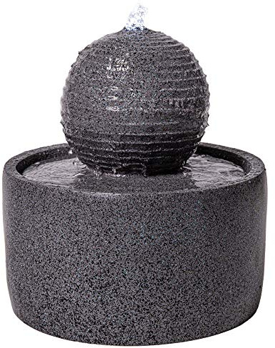 Primrose 41cm Stone Effect Sphere Patio Garden Water Feature with Lights