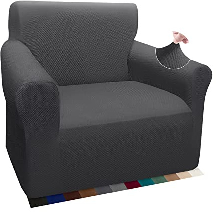 Granbest Thick Sofabezug Stylish Pattern Sofaüberzug für Sofa Stretch Elastische Jacquard Sofahusse Couchhusse mit Armlehne für Wohnzimmer Anti-Rutsch (1 Sitzer, Grau)