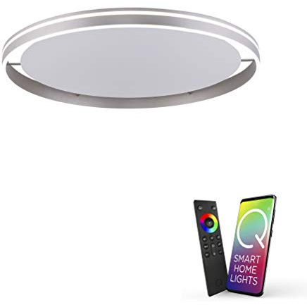 Paul Neuhaus Q-VITO LED Deckenleuchte CCT smarthome dimmbar 79cm silber | Works with Alexa, Smart Home, Fernbedienung, CCT warmweiß - kaltweiß