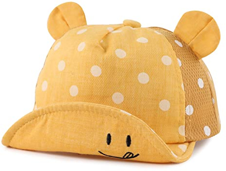 Pesaat toppmössa, babymössa, pojkar 6–24 månader, sommarmössa, UV-skydd, baby, flicka, baseballkeps med storleksreglering, baby, baseballkeps, Gul-mesh, 6-24 månader