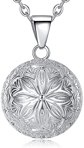 EUDORA Harmony Ball Angel Caller pregnancy Women Necklace Peony Wishing Chime Ball Bola Pendant for Future Mama Jewellry Original Gift, 45inch + 30inch