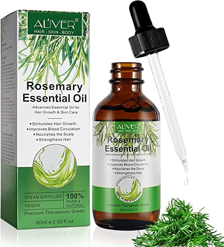 Rosemary Essential Oil, Rosemary Oil for Hair Growth & Skin Care, Stimulates Hair Growth, Strengthens Hair, Nourishes Scalp, Rid of Itchy and Dry Scalp, for Men Women, 60 mL