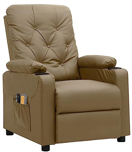 vidaXL Fauteuil de Massage Électrique, Chaise de Relaxation avec Dossier et Repose-Pied Réglables, Siège Inclinable, Fauteuil TV de Salon, Cappuccino Similicuir