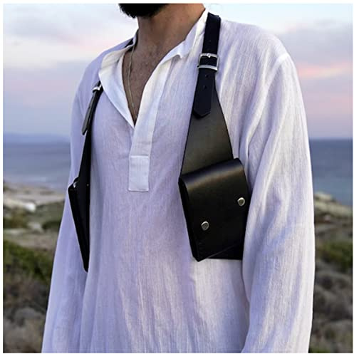 Sac À Double Épaule sous Les Aisselles, Portefeuille Antivol sous Les Aisselles pour Hommes Rétro Médiéval en Cuir PU Sangles Réglables Sac À Bandoulière sous Les Bras Sac À Bandoulière pour Téléphon