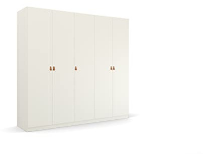 Rauch Möbel Quadra-Spin Homey, Schrank, Weiß/Eiche Artisan, Breite 226 cm | Kleiderschrank im Landhausstil 5-türig, für Schlafzimmer, Kinderzimmer, Wohnzimmer, Garderobe, Flur