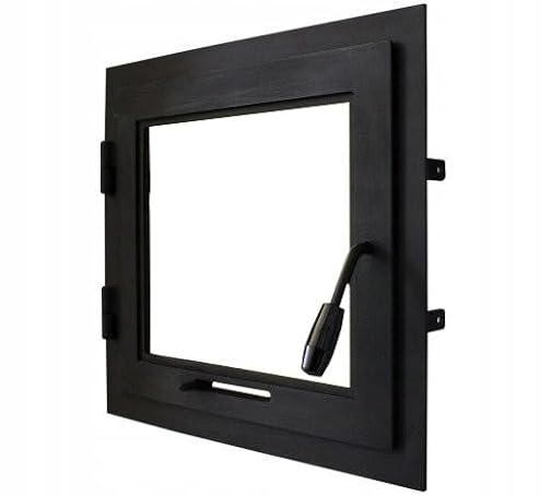 Backofen Tür 60 x 45 cm, Kamintür mit Glas für Pizzeroofen, Gusseisen Öffnungsrichtung: rechts | Griff ist links mit einem Halsband