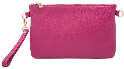 Mauro Pelletteria Pochette Donna con Tracolla Borsa Clutch Donna Elegante in Pelle Morbida Made in Italy Borsa da Polso Modello Mya Fuxia